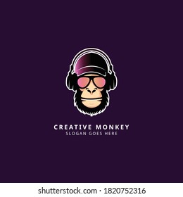 Creative monkey mascot logo. 100% editable and unique.