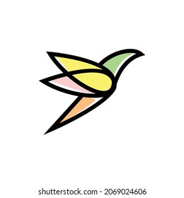 creative mono line nature bird logo design