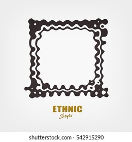 Creative monochrome abstract frame in modern style with wavy stripes, rings and spots. Elegant wavy pattern. Background for any design.
