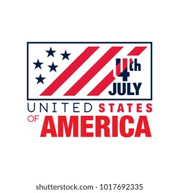 Creative monochrome emblem with American flag. Happy 4th of July. USA independence day. National holiday. Flat vector design for logo, banner or greeting card