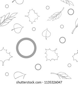 Creative monochrome vector illustration with leaves. Seamless pattern.