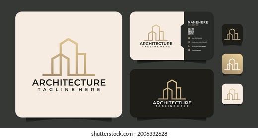 Creative monogram architecture building logo symbol for residential construction company. Logo can be used for icon, brand, identity, shape, property, rent, agent, realty, and apartment