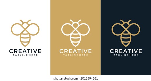 Creative monogram bee logo vector design collection. Logo can be used for icon, brand, identity, symbol, elements, and animal