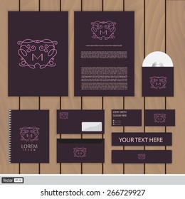 Creative monogram corporate identity, letter m. Trendy business concept with logo design template. Vector illustration.