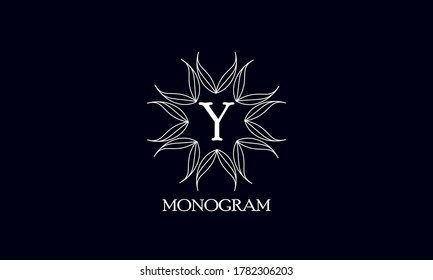 Creative monogram design with letter Y on a black background. Sample logo for antiques, restaurant, cafe, boutique, hotel, heraldry and jewelry.