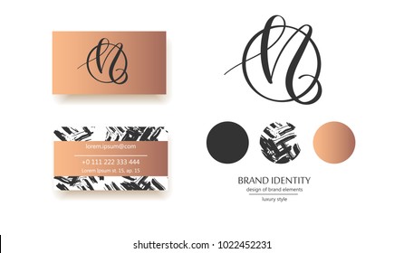 Creative monogram - hand drawn calligraphy sign. Can be used as a logo. It at the same time can mean N and M letter. Vector illustration.