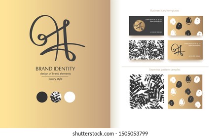 Creative monogram - hand drawn calligraphy sign. Can be used as a logo. It at the same time can mean H, A and t letter. Vector illustration.