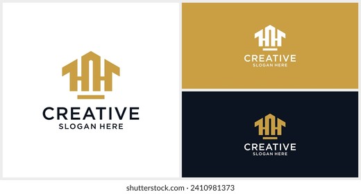 Creative monogram home building logo design template