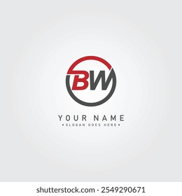 Creative Monogram for Initial Letter BW Logo - Minimal Vector Logo Template for alphabet B and W