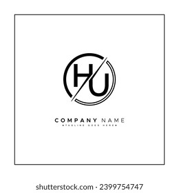 Creative Monogram for Initial Letter HU Logo - Minimal Vector Logo Template for alphabet H and U