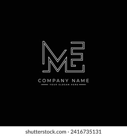 Creative Monogram for Initial Letter ME Logo - Minimal Vector Logo Template for alphabet M and E