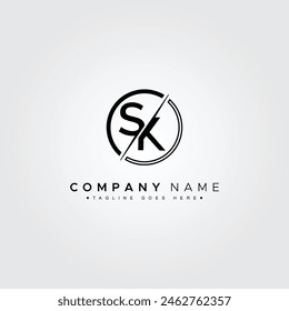 Creative Monogram for Initial Letter SK Logo - Minimal Vector Logo Template for alphabet S and K