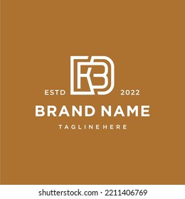 Creative Monogram Initials KB Letter Connected Line Logo Design