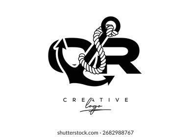 OR Kreatives Monogramm Letzteres Logo mit Anker- und Seildesign