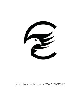 creative of monogram letter C logo flying birds phoenix eagle hawk falcon logo design