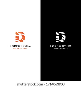 Creative monogram letter D Tiger logo design element. Colorful Tiger pattern symbol suitable for wild logo company.