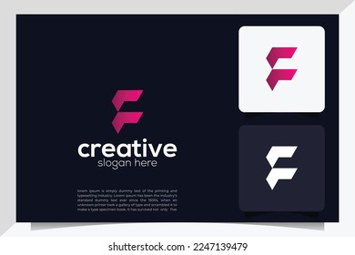 creative monogram letter f logo design template