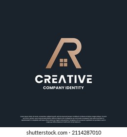creative monogram letter A R combine with house logo design inspiration