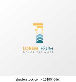 Creative monogram Letter i Sunset Logo Design Element. Colorful Sun and Wave symbol suitable for beach travel logo company.