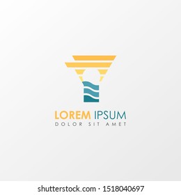 Creative monogram Letter y Sunset Logo Design Element. Colorful Sun and Wave symbol suitable for beach travel logo company.