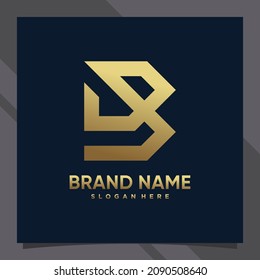 Creative monogram logo design initial letter b with modern concept and golden style color
