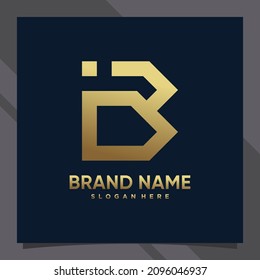 Creative monogram logo design initial letter b with modern concept and golden style color