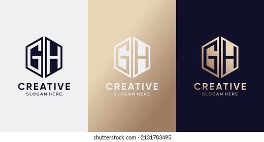 Creative monogram logo design initial letter GH with hexagon style. Logo icon for business company and personal