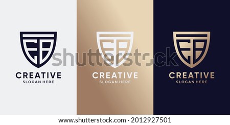 Creative monogram logo design initial letter EB with shield concept