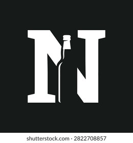 Creative monogram merging a serif letter with negative space bottle.
