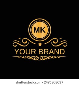 Diseño creativo del logotipo de la letra del monograma MK para la marca de la compañía