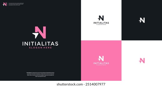 Inspiración creativa del diseño del logotipo de la letra N y de la flecha