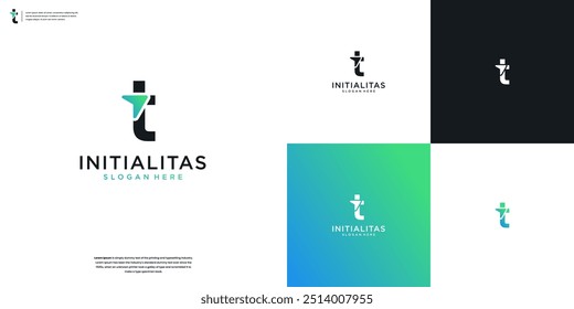Creative monogram T and arrow letter logo design template