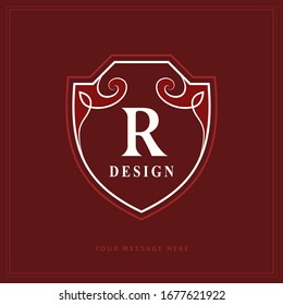 Creative Monogram. Template with letter R. Stylish Refined Emblem. Graceful Logo. Drawn Element for Book Design, Brand Name, Business Card, Restaurant, Boutique, Hotel, Invitation. Vector illustration