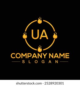 Diseño creativo del logotipo de la letra de la UA del monograma para la marca de la compañía