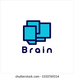 creative monoline brain logo in vector