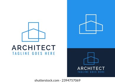 Creative Monoline House Home Architect Building Plan Contractor Industrial Logo Design Branding Template
