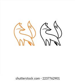 Icono de Monoline creativo o logotipo para el concepto de Fox o Wolf