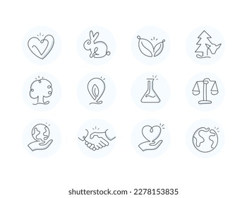 Creative Monoline Icons for Eco-Friendly Cosmetics and food Products.