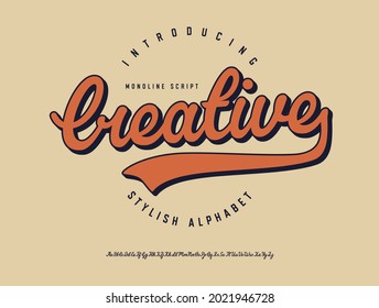 Creative. Monoline Script Font. Vector