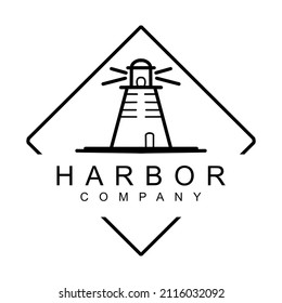 Creative Monoline,Searchlight Lighthouse logo design inspiration download,t-shirt