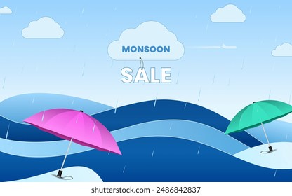 
Fondo creativo de la onda del monzón con paraguas vibrantes y gotas de lluvia, perfecto para exhibir ventas, ofertas o diseños de la empresa. Ideal para atractivas promociones y Plantillas de temporada.