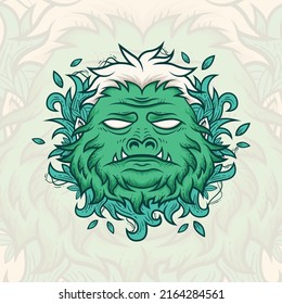 ilustración de cabeza de gorila de monstruo creativo