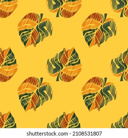 Creative monstera leaves tropical seamless pattern. Embroidery palm leaf endless wallpaper. Exotic hawaiian jungle backdrop. Rainforest background. Design for fabric , textile print, wrapping, cover