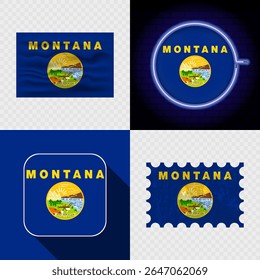Creative Montana Flag Icon Set Collection.