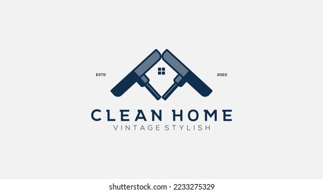 Creative Monthly Moon Cleaning Logo design Vector illustration