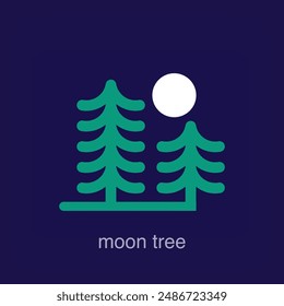Creative moon among trees modern logo. Unique color transitions. Company template in touch with nature. vector