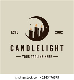 creative moon candle logo vector vintage illustration template icon graphic design. luxury retro wax light flame sign or symbol