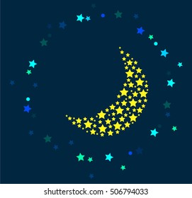 Creative moon design create with stars.