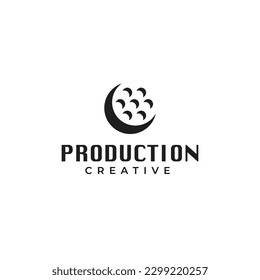 Logo de película de luna creativa, película rodante en silueta lunar diseño de ilustración vectorial idea