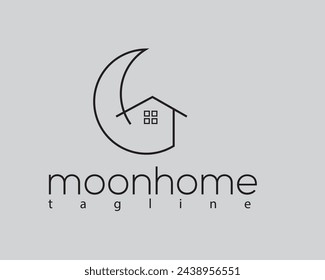 plantilla de diseño de logotipo de la línea de casa y luna creativa